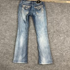 Miss Me Jeans Womens Size 26 Medium Wash Easy Bootcut Distressed Embellished