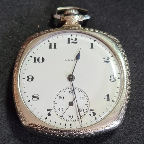 Fancy Antique gold filled 14k Elgin Pocket Watch Working c1919 ref4406