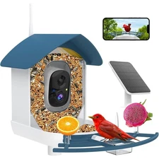Solar Powered Smart Bird Feeder Camera with AI Identification, Auto Records FHD