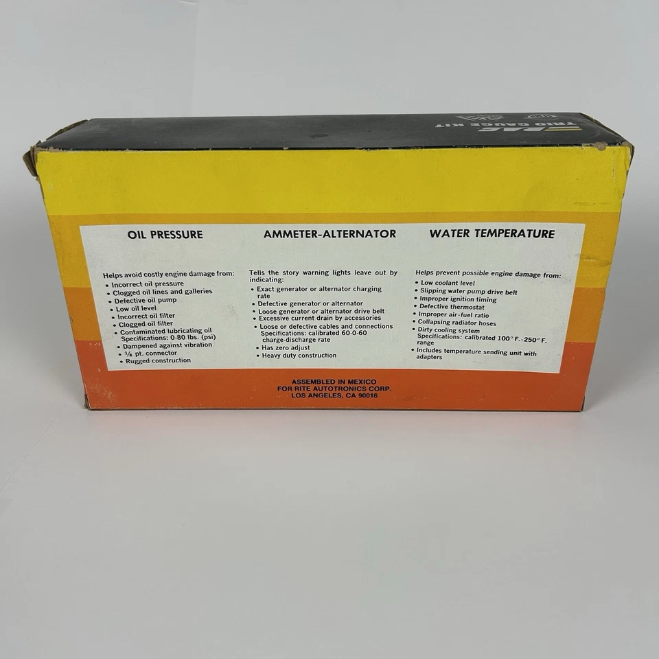 RAC Trio Gauge Kit 1978 NOS Water Temp Oil Pressure Ammeter 12V Foto 4 de 4