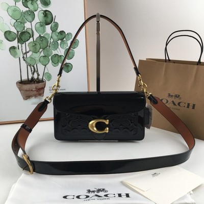 Coach Tabby 26 Signature Patent Leather Shoulder Bag CM554 Black Outlet New