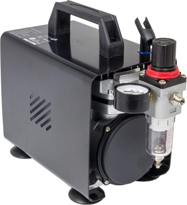Fengda Profi Kolben Airbrush Kompressor AS-18A mit Metallkoffer Mini Comp