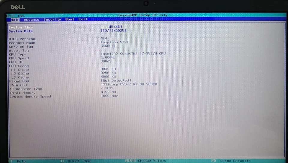 Laptop Dell Inspiron 5721 17.3" Intel i7-3537U 8GB Ram SIN HD/OS (FL) Foto 2 de 4