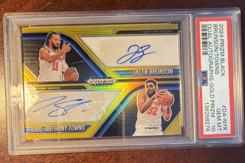 2024-25 Panini Prizm Black -Dual Auto Gold /10 Karl-Anthony Towns, Jalen Brunson