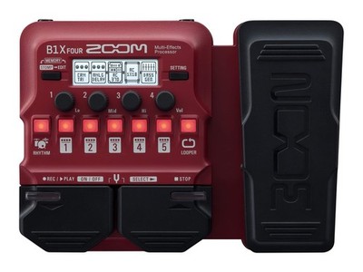 Zoom B1X FOUR Bass Multi-Effects Processor with Expression Pedal, 70+ Red