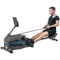 SPORTNOW Water Rowing Machine with Adjustable Resistance, Vertical Storage