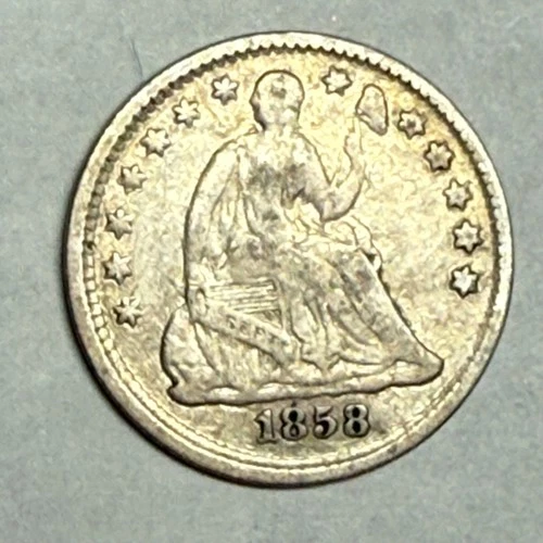 1858 SEATED LIBERTY silver U.S. half dime. Fine. #uu2