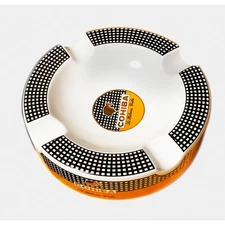 Cigar Ashtray Large Yellow White Ceramic 4 Cigars Indoor Outdoor NEW Great Gift