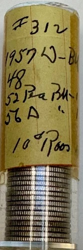 Roll of Roosevelt Silver Dimes, 1957 D, Marked BU, Not opened in 40 years Sealed