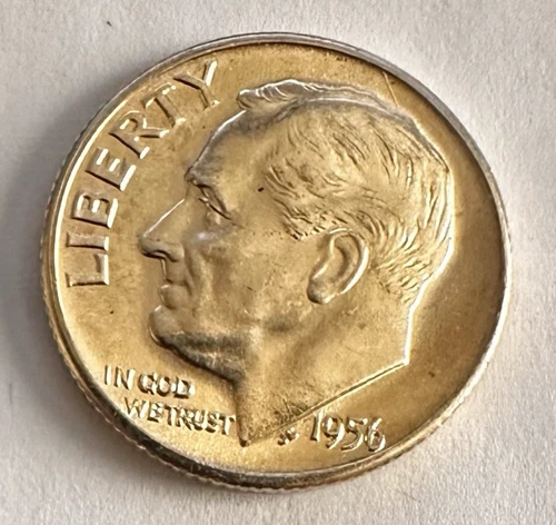 1956 D UNCIRCULATED ROOSEVELT DIME 90% SILVER COIN #3
