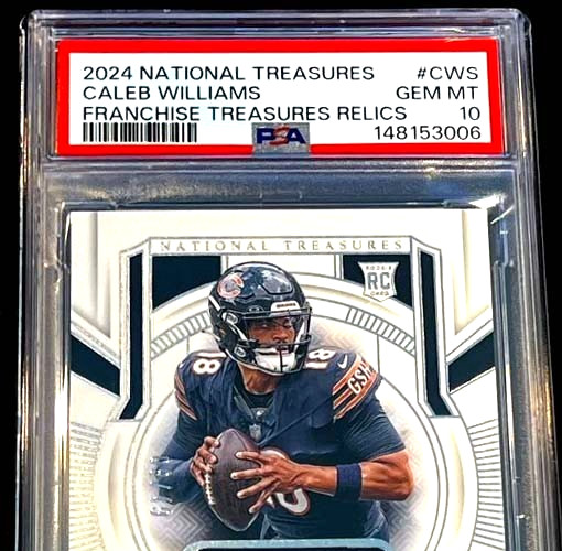 2024 National Treasures Caleb Williams Franchise Relics PSA 10 GEM Rookie #d /49 view 3