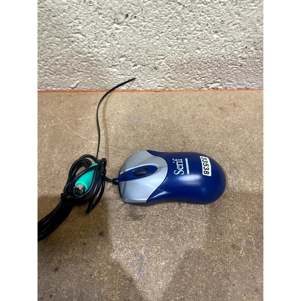 Serif 3D Standard Mouse Blue Silver Plug & Play PS/2 3-Buttons 820 DPI Ergonomic - Image 2 of 4