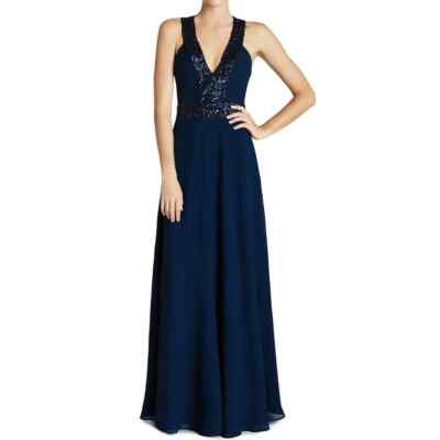 dress the population delani gown DRESS THE POPULATION 'DELANI' SEQUIN CREPE BLACK GOWN Maxi DRESS sz Small