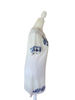 green emerald velvet dress Octavia Cotton Dress-Blue Ivory Embroidery main image 0