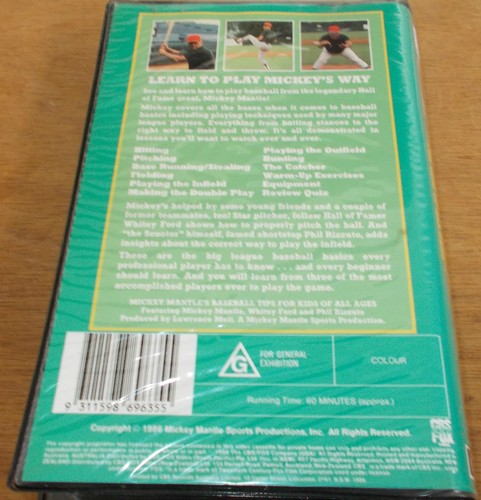 MICKEY MANTLE'S BASEBALL TIPS FOR KIDS OF ALL AGES VHS VGC 1986 60 MINS - Picture 2 of 5