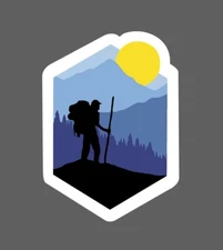 Hiker Sticker Mountain Scene Waterproof Outdoor Nature Wildlife Gift NEW
