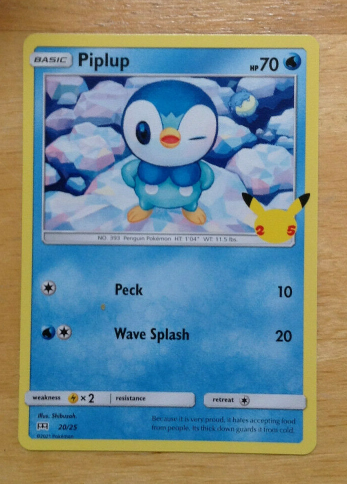 2021 McDonald's 25th Anniversary POKEMON Cards 20/25 PIPLUP Base Card