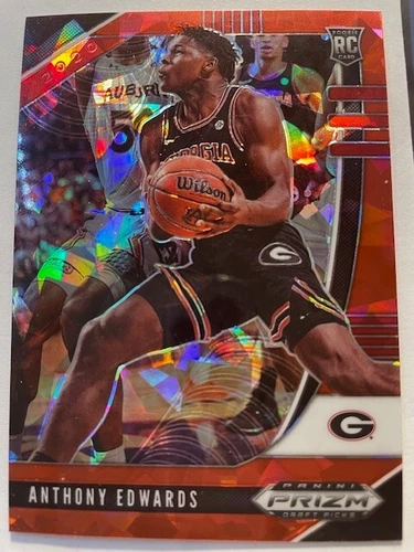 ANTHONY EDWARDS RED CRACKED ICE PRIZM ROOKIE CARD RC GEORGIA 2020