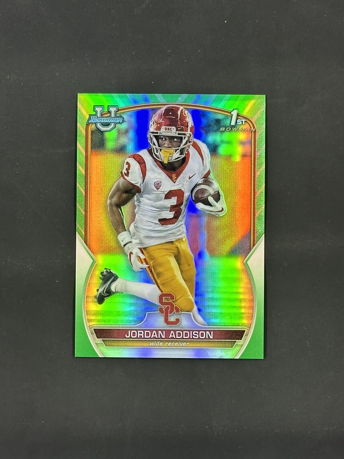 2022 Bowman University Chrome Green Refractor /99 Jordan Addison #36