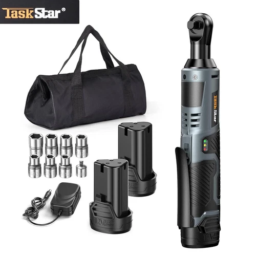 Taskstar Electric 1/2" IMPACT WRENCH 1200NM Cordless 3/8" RATCHET 40NM COMBO KIT - Picture 12 of 23