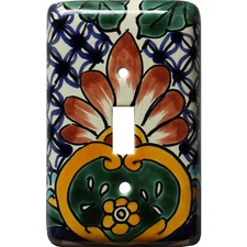 TalaMex Mexican Ceramic Wall Plate Begonia Single Toggle Switch Plate