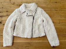 Justice Girls Faux Sherpa Zip-Up Jacket, White, Size 8