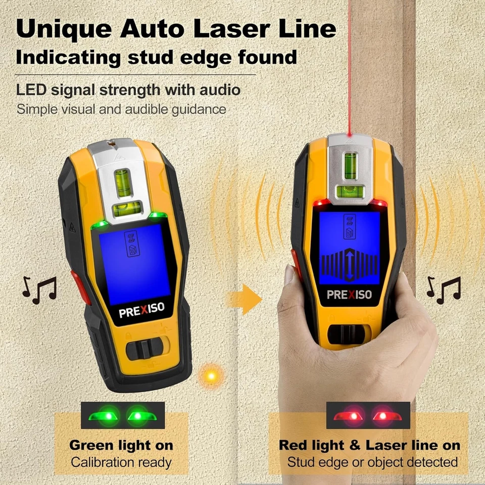 PREXISO 2-in-1 Stud Finder with Laser Level, Rechargeable Cross Line Laser - Image 4 of 4