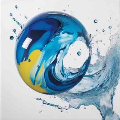 Water Splash 03 Blau Premium GalleryPrint Acrylglas Fotografie 120x120  Pop Art
