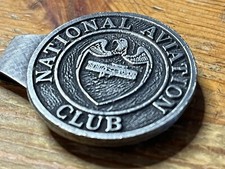 National Aviation Club Money Clip Silver Tone Metal Wright Flyer Plane Pilot National Aviation Club Money Clip Silver Tone Metal Wright Flyer Plane Pilot