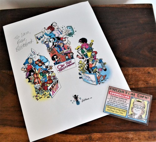 Bill Holbrook On the Fastrack Signed Print w/ Predator Camp Counsellor Card - Picture 2 of 3