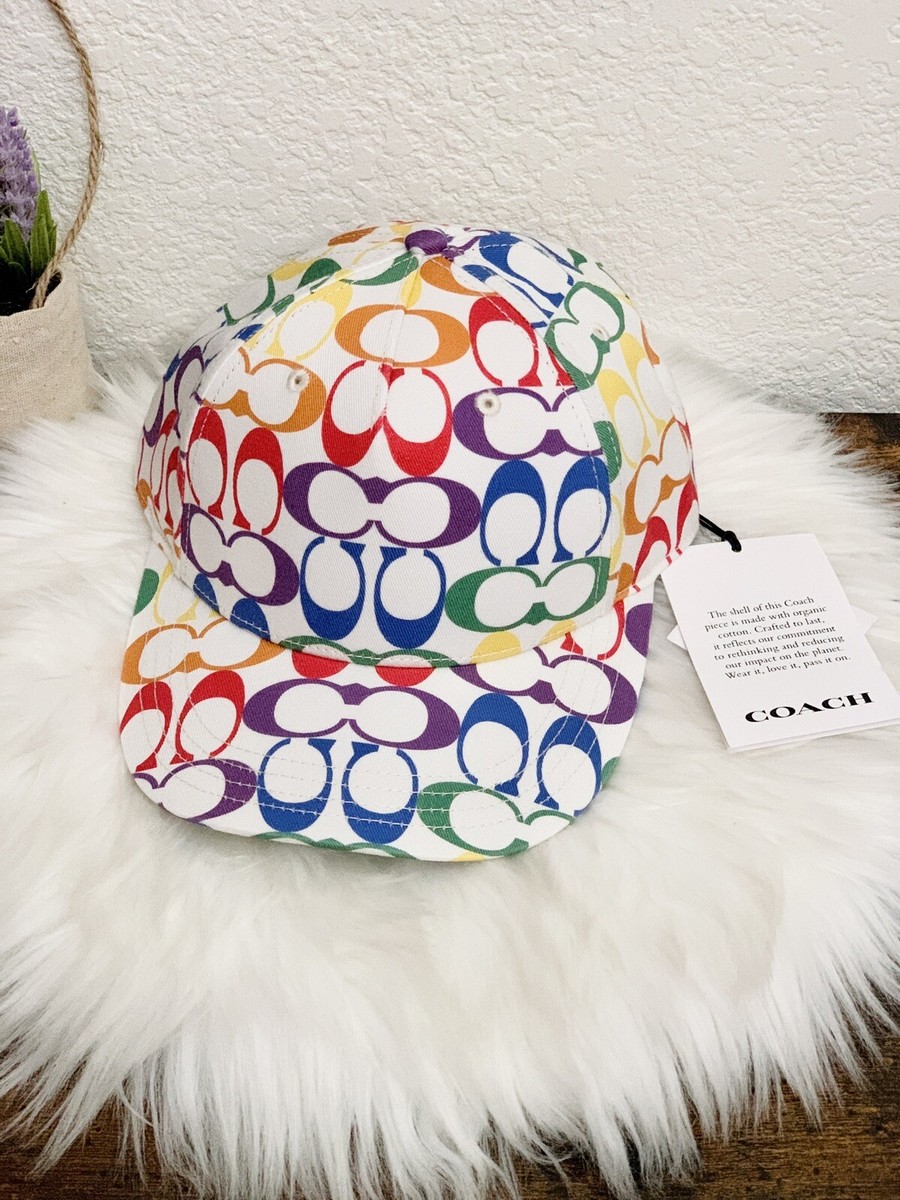 NWT Coach Rainbow Signature Baseball Hat size M/L | eBay