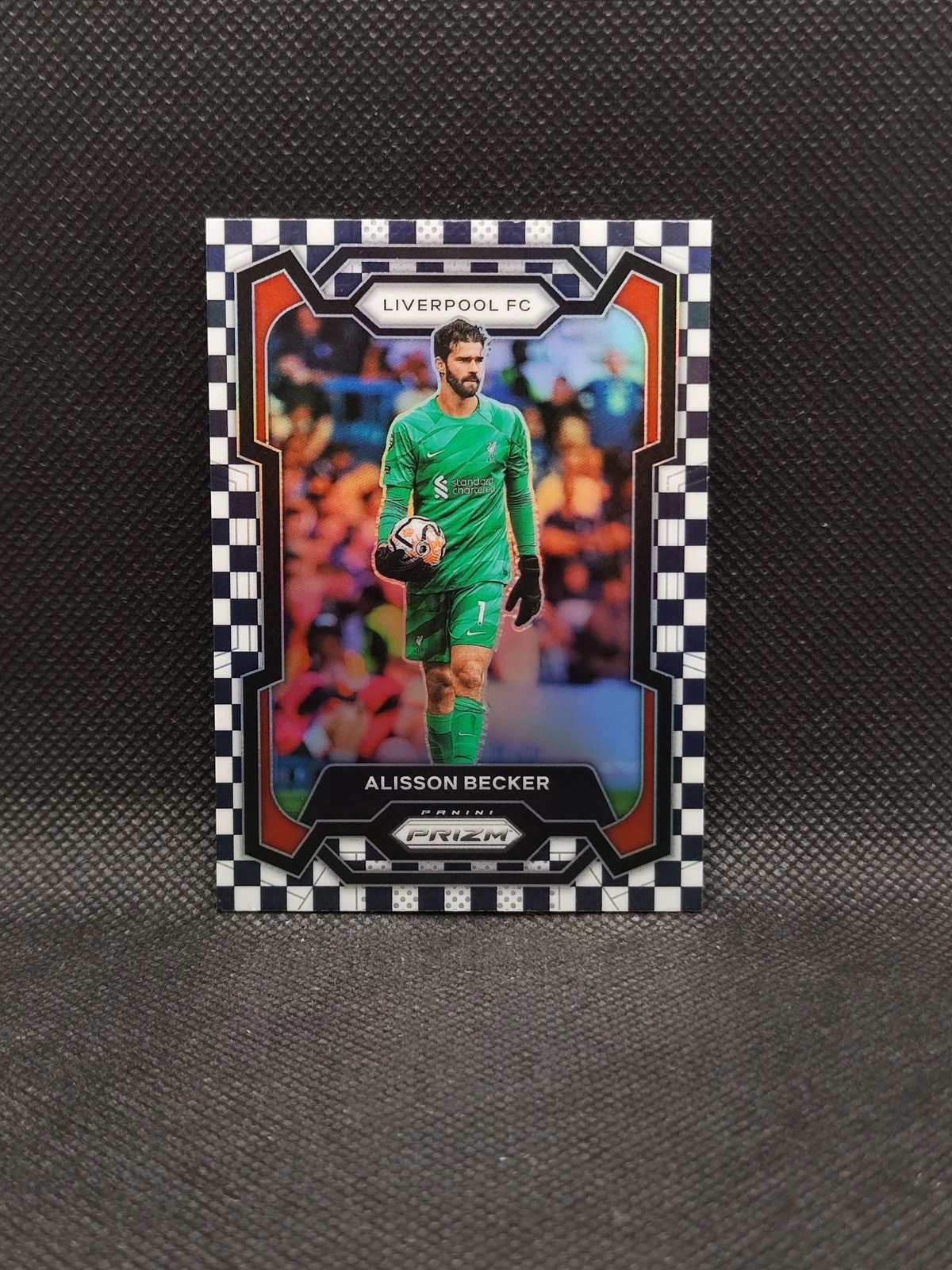 2023-24 Panini Prizm EPL Alisson Becker Black White Checker Prizm SP Liverpool