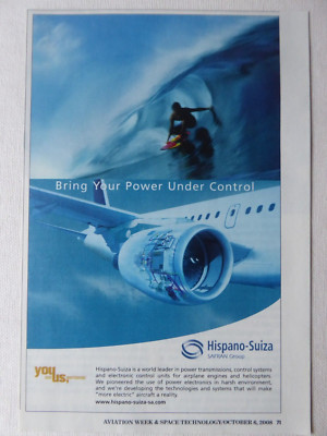10/08 PUB HISPANO-SUIZA SAFRAN FLUGZEUG MOTOR GONDEL SURF WAVE VAGUE SURFER AD