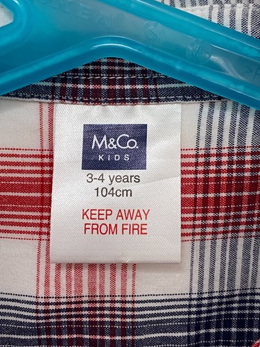 M&Co Boys Red Blue Check Short Sleeve Shirt 3-4 Years - Picture 2 of 4