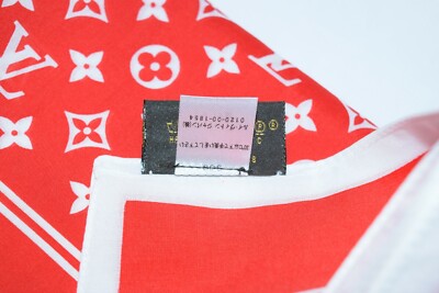 Supreme Louis Vuitton Monogram Bandana Red mini scarf 55 cm