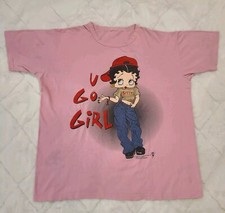 Vintage 90s Betty Boop U Go Girl T Shirt Pink Hip Hop Streetwear Retro OSFA RARE