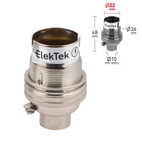 ElekTek B22 Unswitched Bayonet Light Lamp Bulb Holder Socket 10mm or 1/2" inlet - Picture 23 of 27
