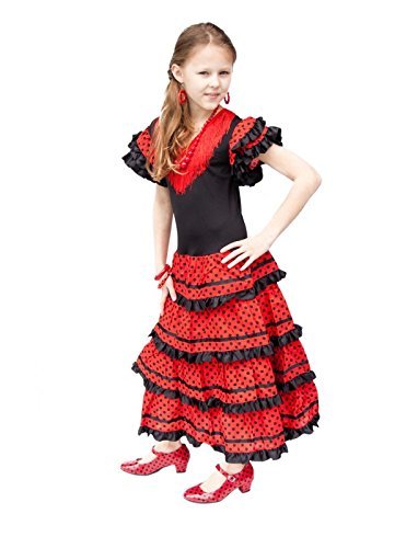 La Senorita vestito Flamenco spagnolo/Costume - per ragazza/bambini - (Q3o)  | eBay