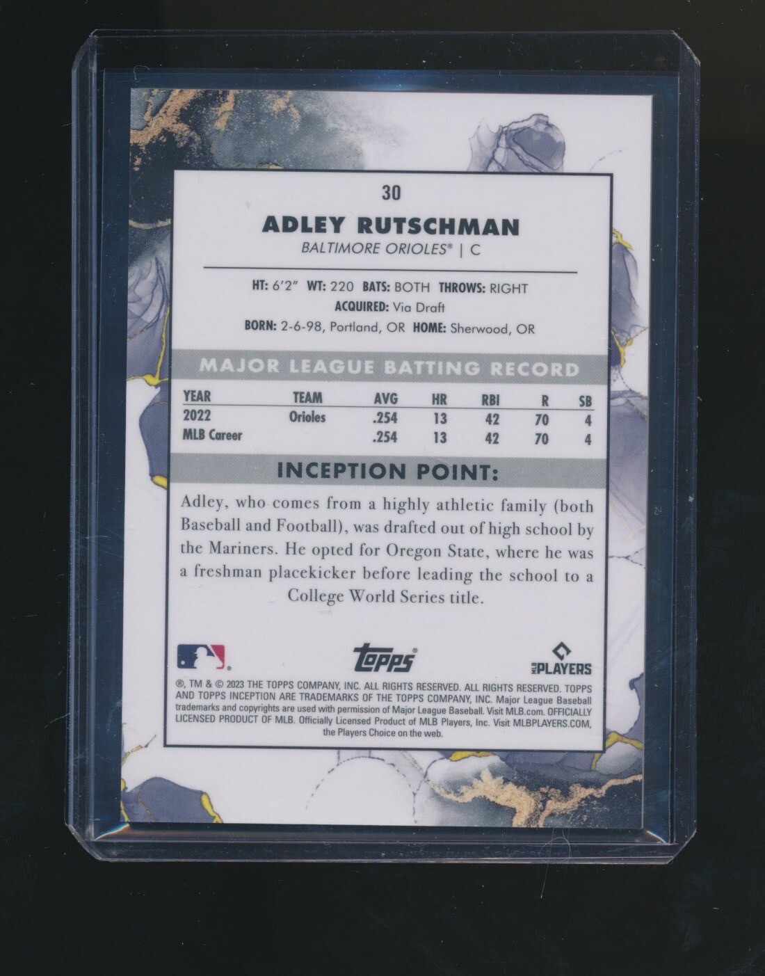 ADLEY RUTSCHMAN 2023 TOPPS INCEPTION RC #30 | eBay