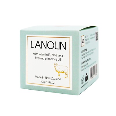 B&I NEW ZEALAND LANOLIN Cream 100g with Vitamin E, Aloe Vera, Evening Prime oil