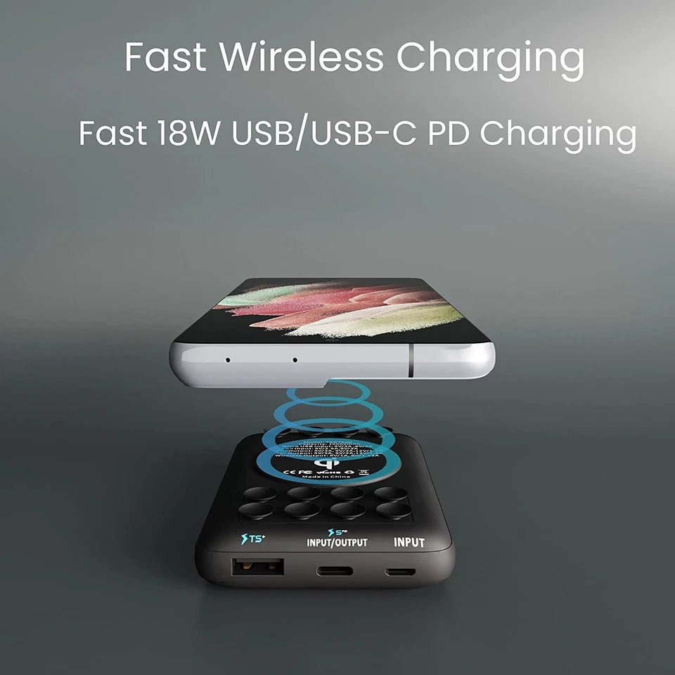 TECHSMARTER 10000mAh 18W USB-C PD Wireless Power Bank Portable Charger - Image 3 of 4