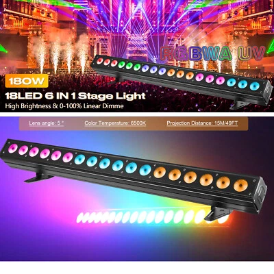 180W RGBWA UV 6in1 18 LED Bühnenlicht Wall Washer Bar DMX Party Lichteffekt Show - Bild 1 von 4