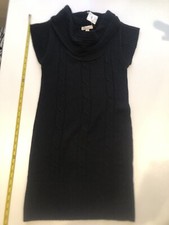 Ambience Apparel Black Knit Tunic Sweater Dress Black Twisted Cable Woman S
