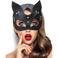 Superhero-Themed black Faux Fur Catwoman Mask -Perfect For Halloween and Cosplay
