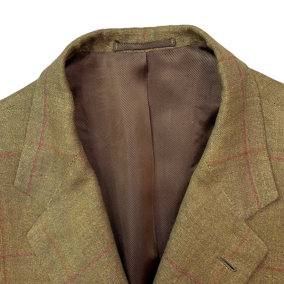 VTG 42 R Kiton Light Brown Windowpane Knit Cashmere / Linen Blend Patch Pocket - Image 2 of 4