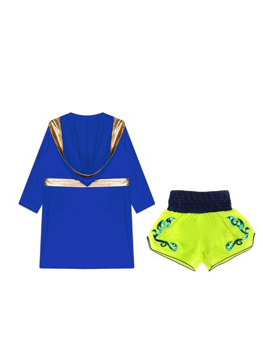 Kids Boys Robe+Shorts Metallic Trim Costume Theme Party Boxing Outfit Soft Gold - Picture 70 of 87