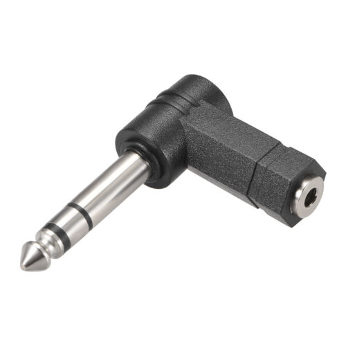 Adaptateur alimentation audio-vidéo stéréo 90degré 6.35mm mâle vers3.5mm femelle