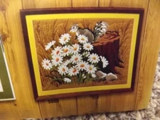 Vtg Wild Daisies Squirrel 16x12 Picture Crewel Embroidery Unused Complete Kit