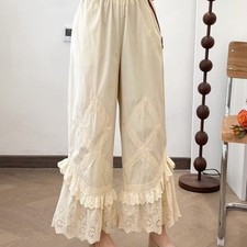 Ladies Victorian Bloomers Pants Renaissance Pettipants Ruffle Mori Girl Trousers