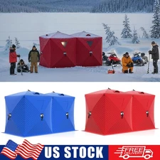 Pop-up Ice Fishing Tent 6-8 Person Insulated Portable Ice Fishing Shelter w/ Bag